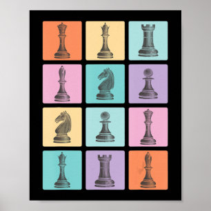 Poster Cadeau d'échecs   J'Aime Vraiment Les Pièces D'Éch