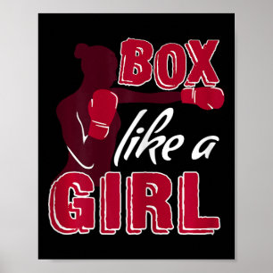 Poster Cadeau drôle de boxe féminine comme une fille pour