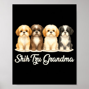 Poster Cadeau drôle de grand-mère Shih Tzu amoureuse de c