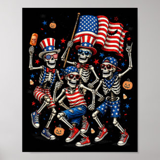 Poster Cadeau drôle et effrayant de skeletons patriotique