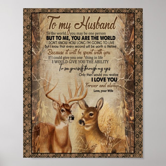 Poster Cadeau du mari | Lettre à mon mari de la femme (Devant)