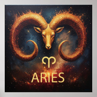 Poster ♈ Cadeau du zodiaque Bélier dans le style zodiaque