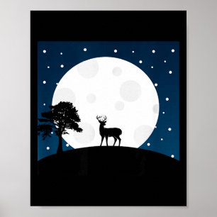 Poster Cadeau effrayant Halloween - cerf sur la lune - am