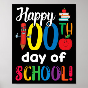 Poster Cadeau Enseignant Enfants Heureux 100e Jour De L'É