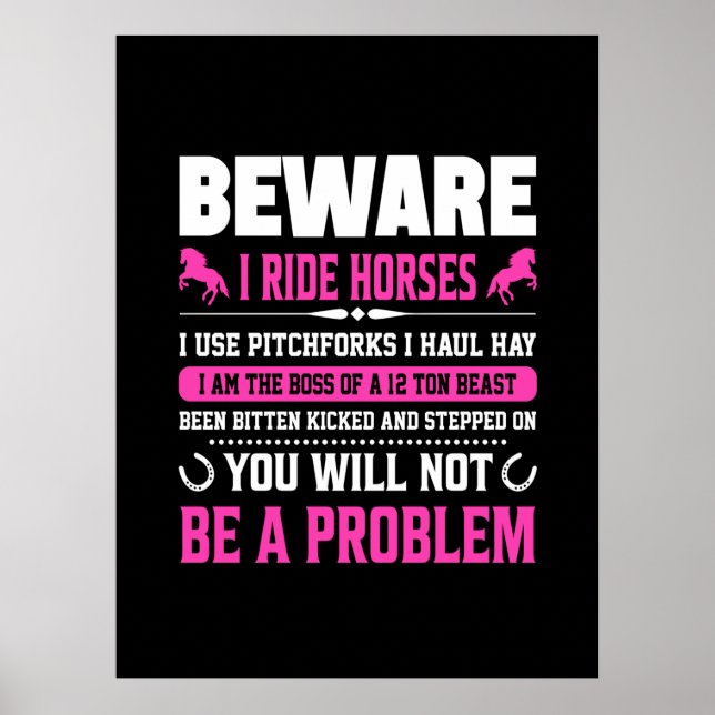 Poster Cadeau équestre | Attention I Rides Chevaux (Devant)