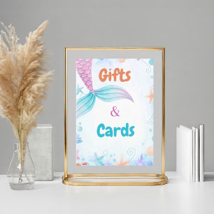 Poster Cadeau et carte Mermaid Baby shower d'anniversaire