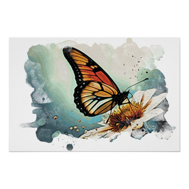Poster *~* Cadeau Fleur Artistique Papillon AP52 (Devant)