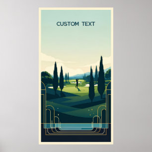Poster Cadeau Golfer Vintage texte personnalisé