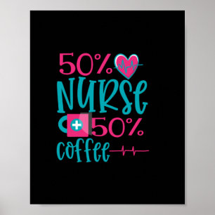 Poster Cadeau infirmière 50 Infirmière 50 café