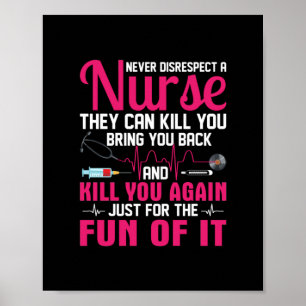 Poster Cadeau infirmière Ne jamais manquer de respect à