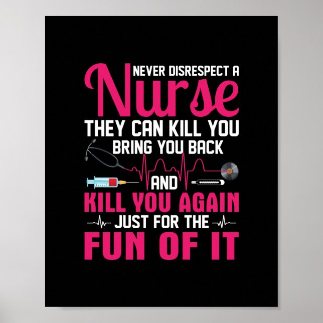 Poster Cadeau infirmière | Ne jamais manquer de respect à (Devant)
