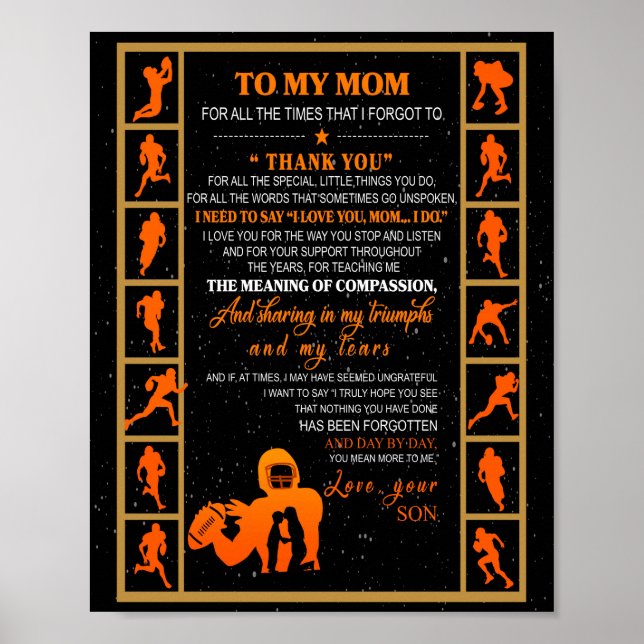Poster Cadeau Maman | Lettre À Ma Mère Amour De Ton Fils (Devant)