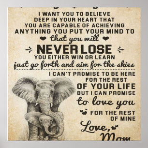 Poster Cadeau mignon pour fille, Lettre à ma fille