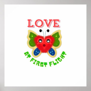 Poster Cadeau Papillon en Forme de Cœur Flou Personnalisé