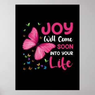 Poster Cadeau Papillon Joie Bientôt