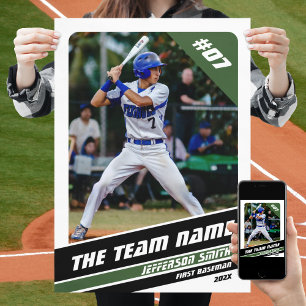 Poster Cadeau personnalisable de joueur de baseball en bl