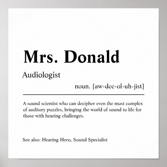 Poster Cadeau personnalisé audiologiste (Devant)