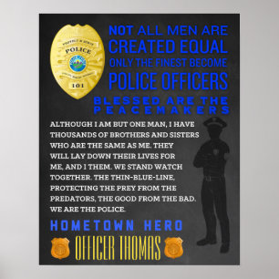 Poster Cadeau Personnalisé De Policeman. Signe de police.