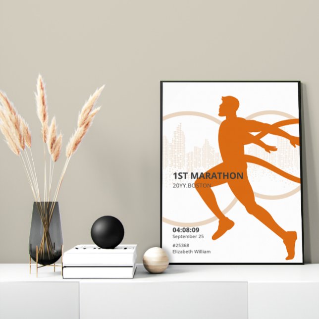 Poster cadeau personnalisé du 1er marathon coureur (Personalized 1st Marathon Runner Gift Poster)