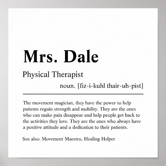Poster Cadeau personnalisé physiothérapeute (Devant)