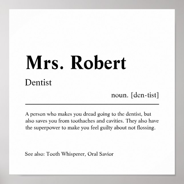 Poster Cadeau personnalisé pour dentiste (Devant)