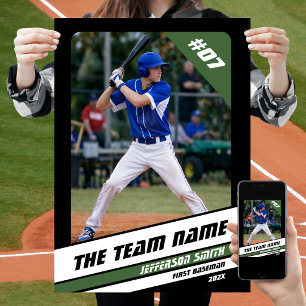 Poster Cadeau personnalisé pour joueur de baseball Noir B