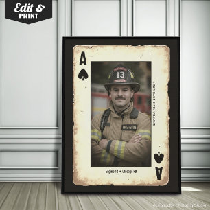 Poster Cadeau personnalisé pour pompier - As de pique