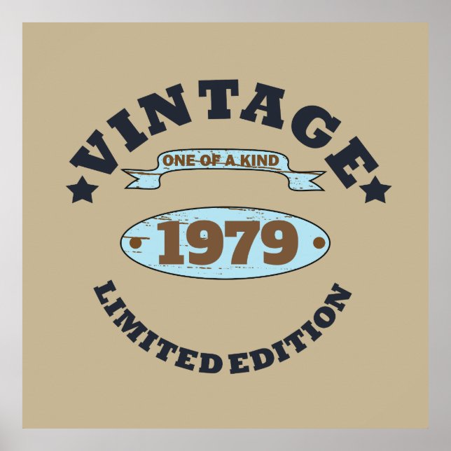 Poster Cadeau personnalisé vintage 45e anniversaire (Devant)