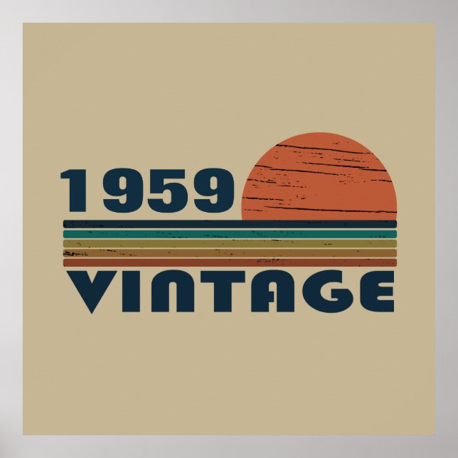 Poster Cadeau personnalisé vintage 65e anniversaire (Devant)