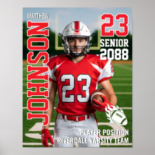 Poster Cadeau photo d'équipe de football senior Joueur de