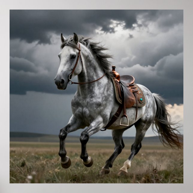 Poster Cadeau pour amateur de chevaux de style occidental (Devant)