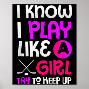 Poster Cadeau pour amateur de hockey Joue comme une fille