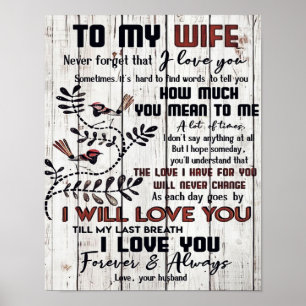 Poster Cadeau Pour Femme   À ma femme belle lettre