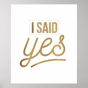 Poster Cadeau pour future mariée - J'ai dit oui Feuille d