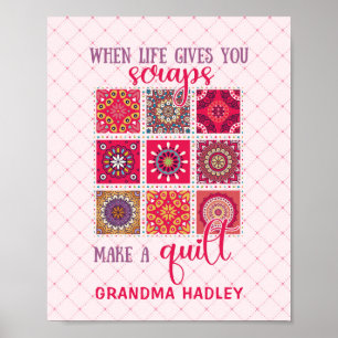 Poster Cadeau pour grand-mère courtepointe patchwork