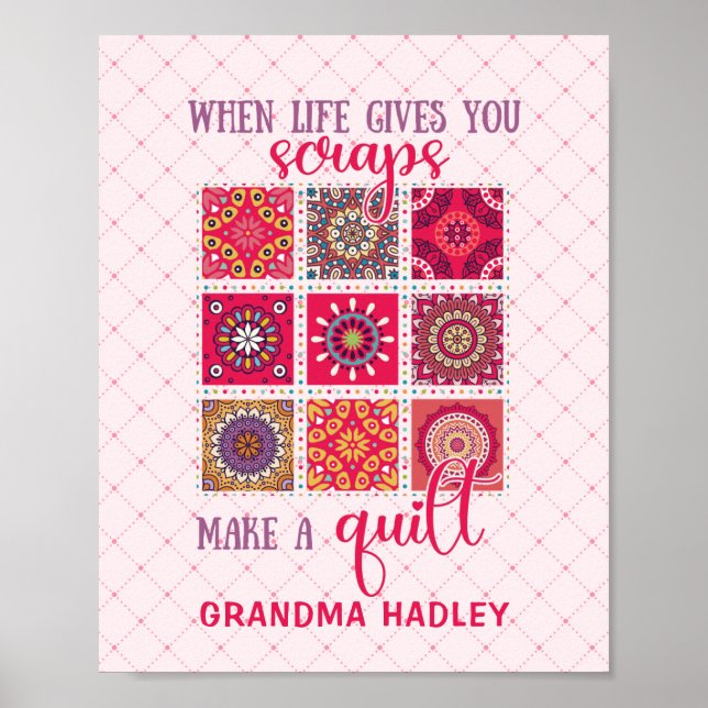 Poster Cadeau pour la courtepointe de patchwork de grand- (Devant)
