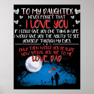 Poster Cadeau Pour Ma Fille, À Ma Fille Meilleur Cadeau,