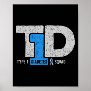 Poster Cadeau Ruban de Sensibilisation T1d Diabète de Typ