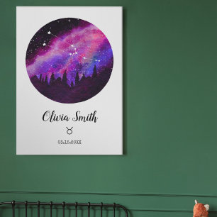 Poster Cadeau Signe Horoscope Taureau Constellation Rose