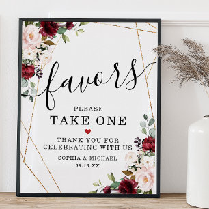 Poster Cadeau S'il Vous Plaît Prenez Un Bouquet Bordeaux