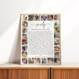 Poster Cadeau souvenir collage photo 60 raisons pour lesq