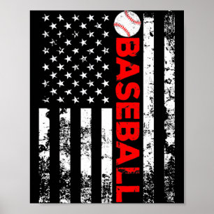 Poster Cadeau T Shirt Équipe de Baseball Drapeau Américai