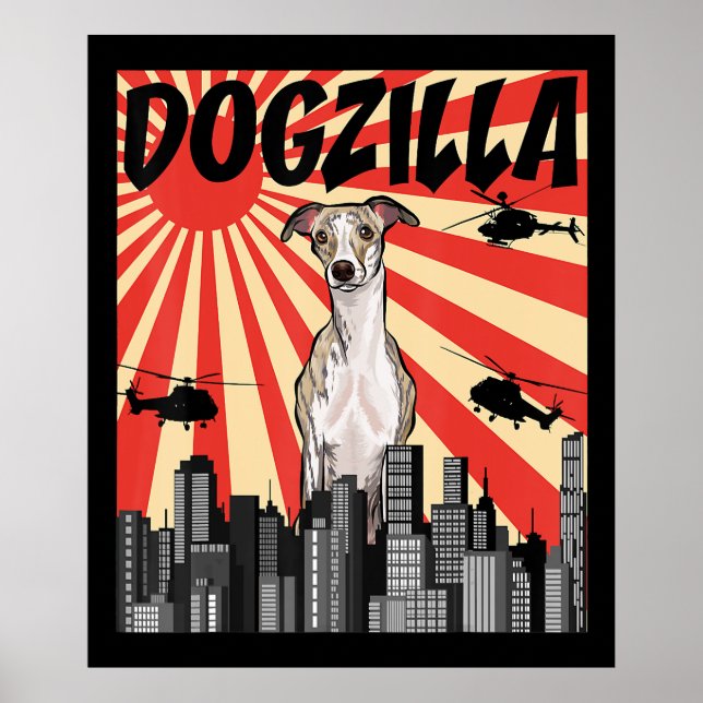 Poster Cadeau Whippet | drôle japonaise dogzilla whippet (Devant)