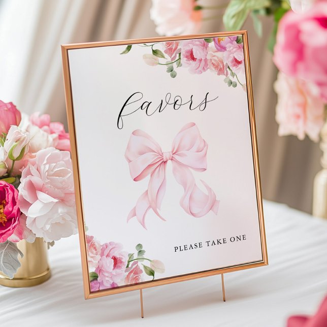 Poster Cadeaux bébé en fleurs avec un nœud rose (Créateur téléchargé)