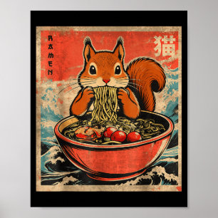 Poster Cadeaux d'anime de ramen mangeant un écureuil Kawa