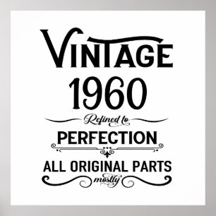 Poster Cadeaux d'anniversaire vintages personnalisés noir