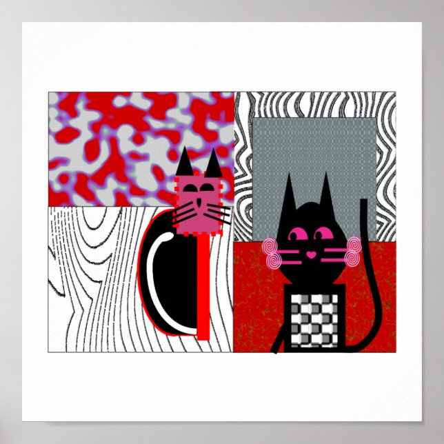 Poster Cadeaux d'art Amoureux de les chats noirs (Devant)