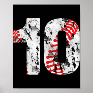 Poster Cadeaux de 10 ans Numéro 10 Baseball 10e anniversa