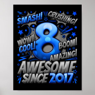 Poster Cadeaux de 8 ans pour garçons 8e anniversaire garç
