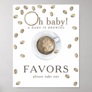 Poster Cadeaux de baby shower à la préparation du café